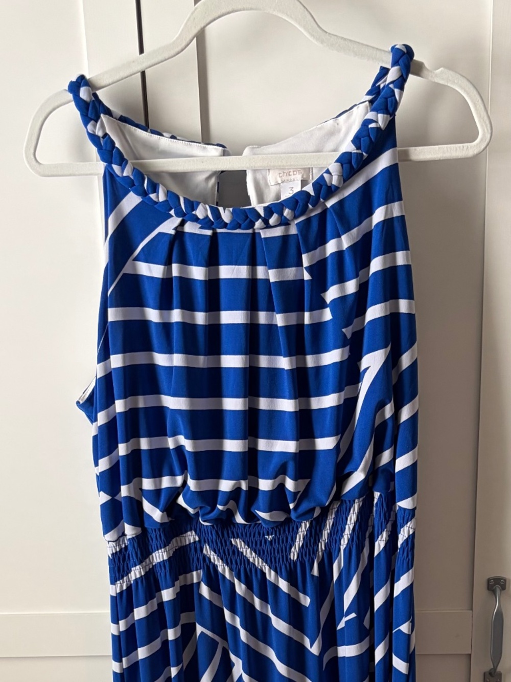 Chicos (plus size 3/XL/16) blue and white knit summer maxi dress